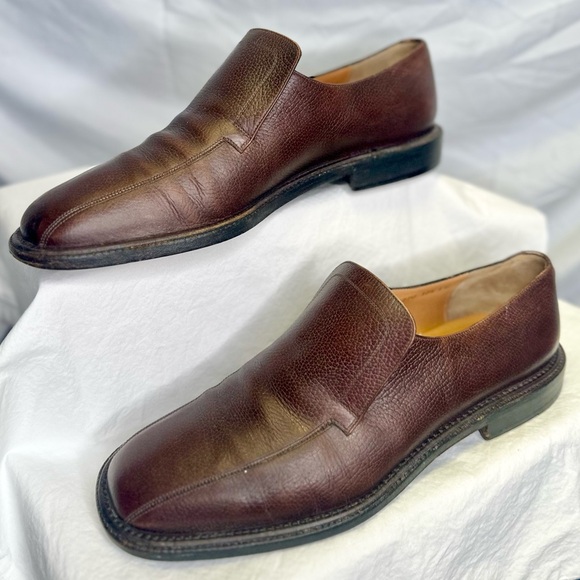 SALVATORE FERRAGAMO Men’s Brown Pebbled Leather Slip-on Loafers; SIZE 10.5